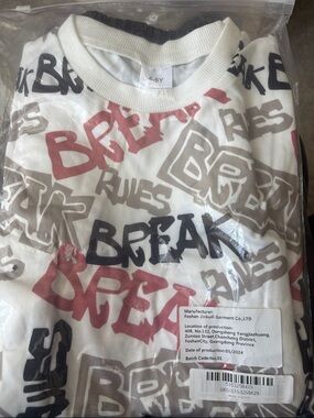 White Graphic 'BREAK' Print Tee - Multi Color Lettering
